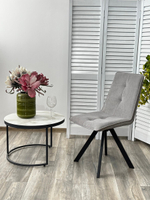 Стул М-City DISAUR Бронкс (Bronx), поворотный на поворотный на 360 градусов, B22 Серый, Велюр, Черный каркас