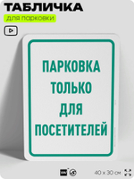 Табличка для парковки "Парковка только для посетителей", для дома, офиса, организаций, 40х30 см, Silver Plane x Айдентика Технолоджи