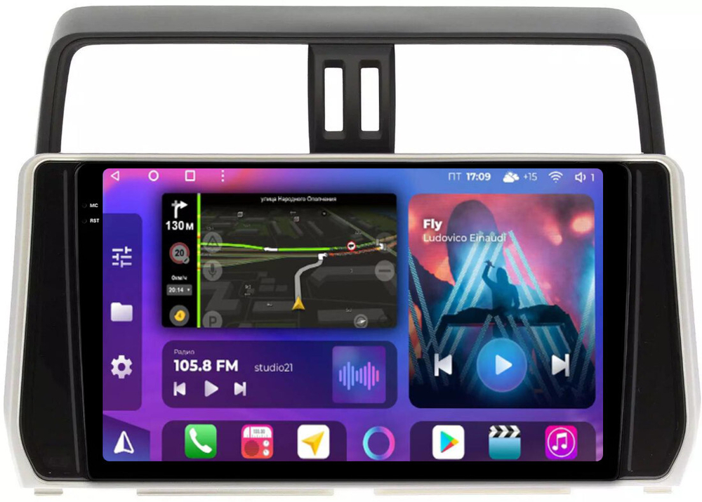 Магнитола Toyota Land Cruiser Prado 150 2017-2023 - FarCar BM1053M монитор 10.36" QLED на Android 14, TS10, 4+32Гб, CarPlay, 4G SIM-слот