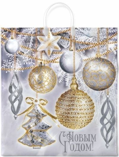Новогодние пакеты "Блики" 40х44+10см 100мкм (10/100шт)