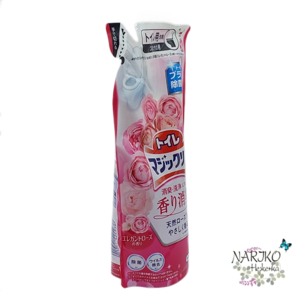 Средство для туалета чистящее и дезодорирующее Элегантная роза KAO Magicclean пенящееся, мягкая упаковка 300 мл.