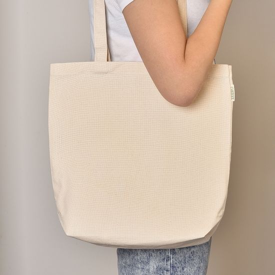 Экосумка ZEERO без рисунка плотная светлая с дном, 35х38 см