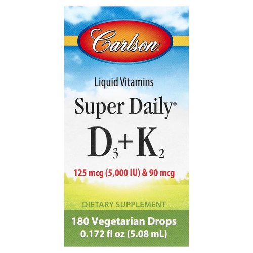 Carlson, Super Daily®, витамин D3 + витамин K2, 5,08 мл (0,172 жидк. унции)
