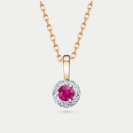 Подвеска из розового золота 585 пробы с рубином и бриллиантами для женщин (арт. 31677-151-15-00)