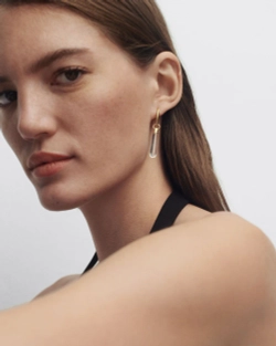 Одиночная серьга Rock Crystal Large Jupiter серебро 925 пробы покрытое золотом