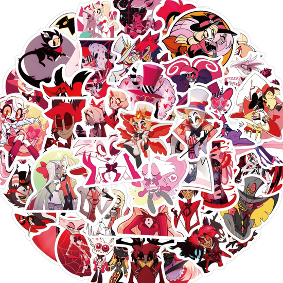 Наклейки для стикер бомбинга Отель Хазбин Hazbin Hotel (60 шт.)