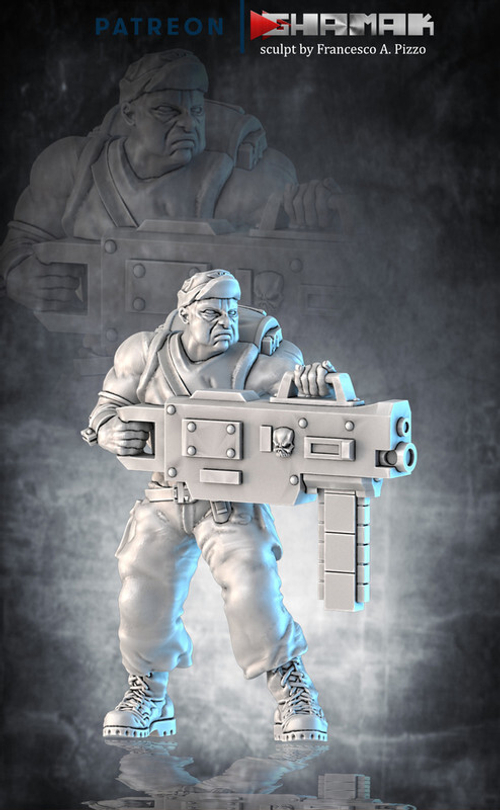 Astra Militarum Гвардеец с тяжёлым болтером миниатюра для dnd, днд, pathfinder, фентези, Настольная игра, НРИ, Варгейм, РПГ