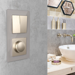 Выключатель двухклавишный проходной (шампань рифленый)