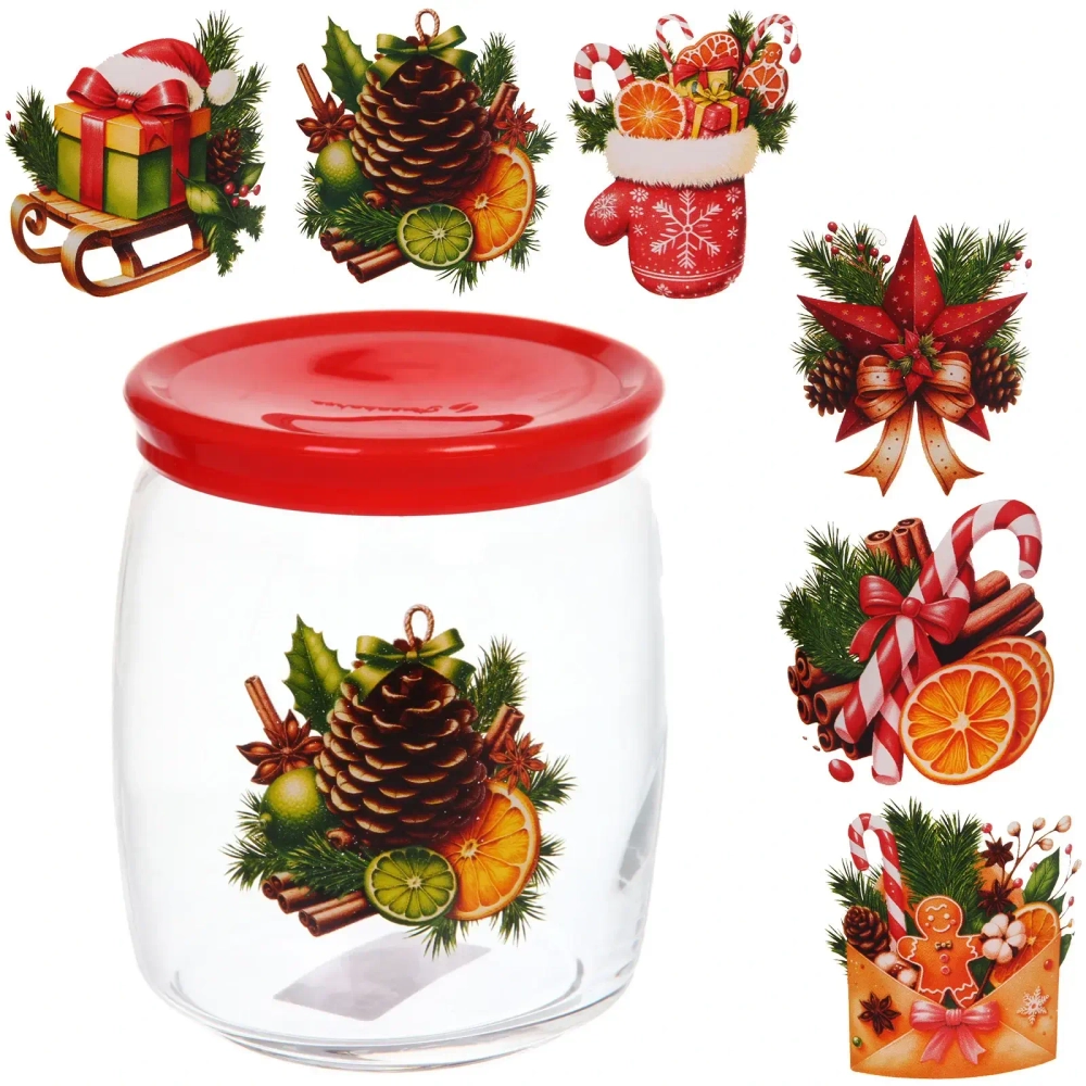Банка для сыпучих продуктов 920мл «Зимняя фантазия» 6 видов
