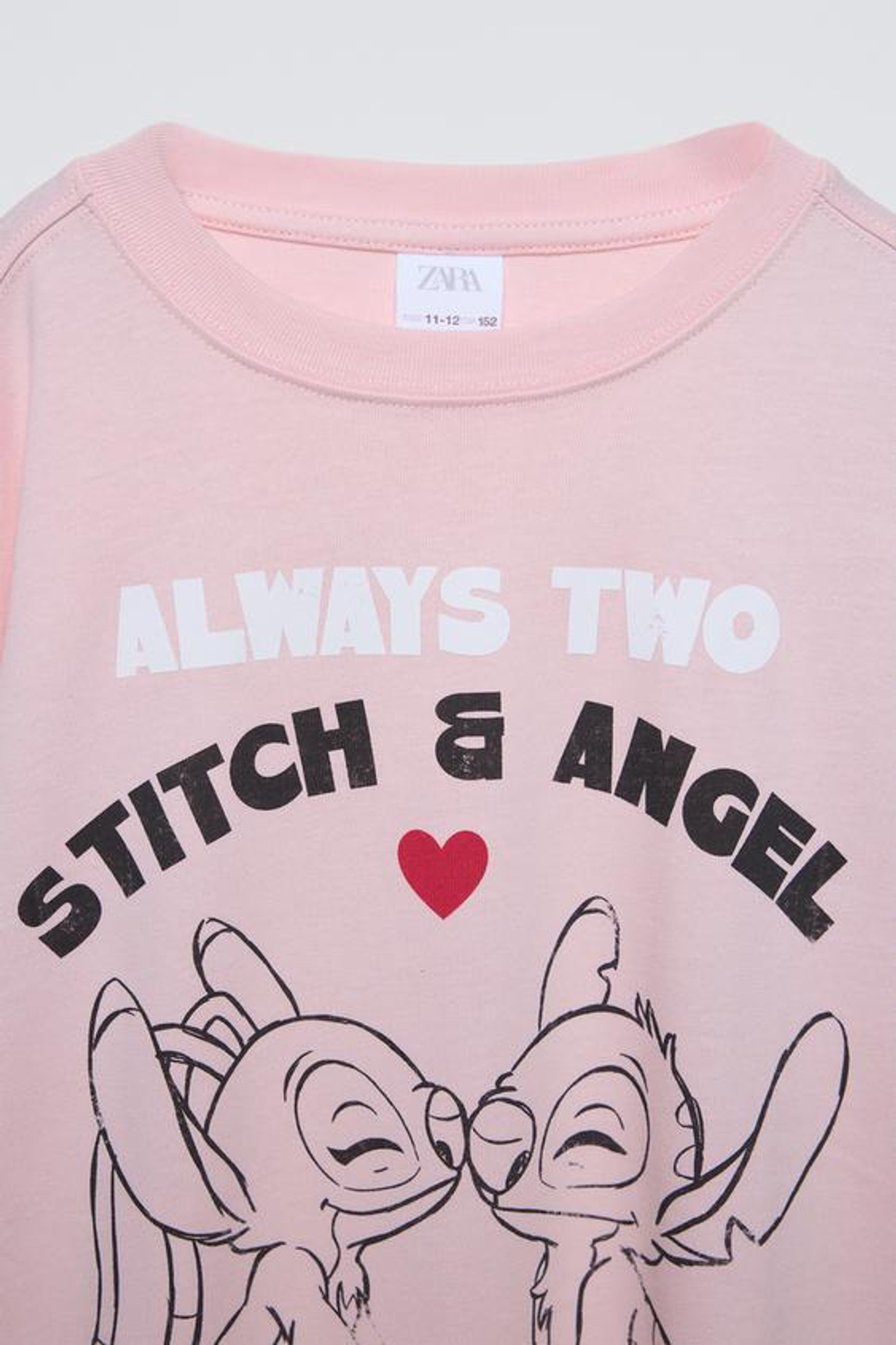 ZARA ЛОНГСЛИВ С ПРИНТОМ STITCH & ANGEL © DISNEY, РОЗОВЫЙ