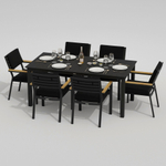 Обеденная группа Ideal Patio ДОЛЛА БОНТА каркас карбон, стол алюминий 180, ткань черная