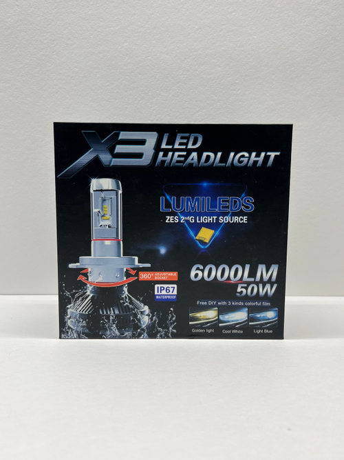 H3 / Автомобильные светодиодные лампы, H3, 50W, 6000 Lm, 12 вольт, с радиаторным охлаждением, X3 Led Headlight ZES, ИКС ТРИ, TG (2 шт. / комплект)