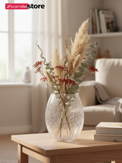 Ваза для цветов декоративная 13х15 см. овальная "Битое стекло"