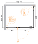Душевой уголок Cezares BELLAGIO-AH-1-100/90-C-BORO, 100х90х197, профиль брашированное золото, прозрачное стекло