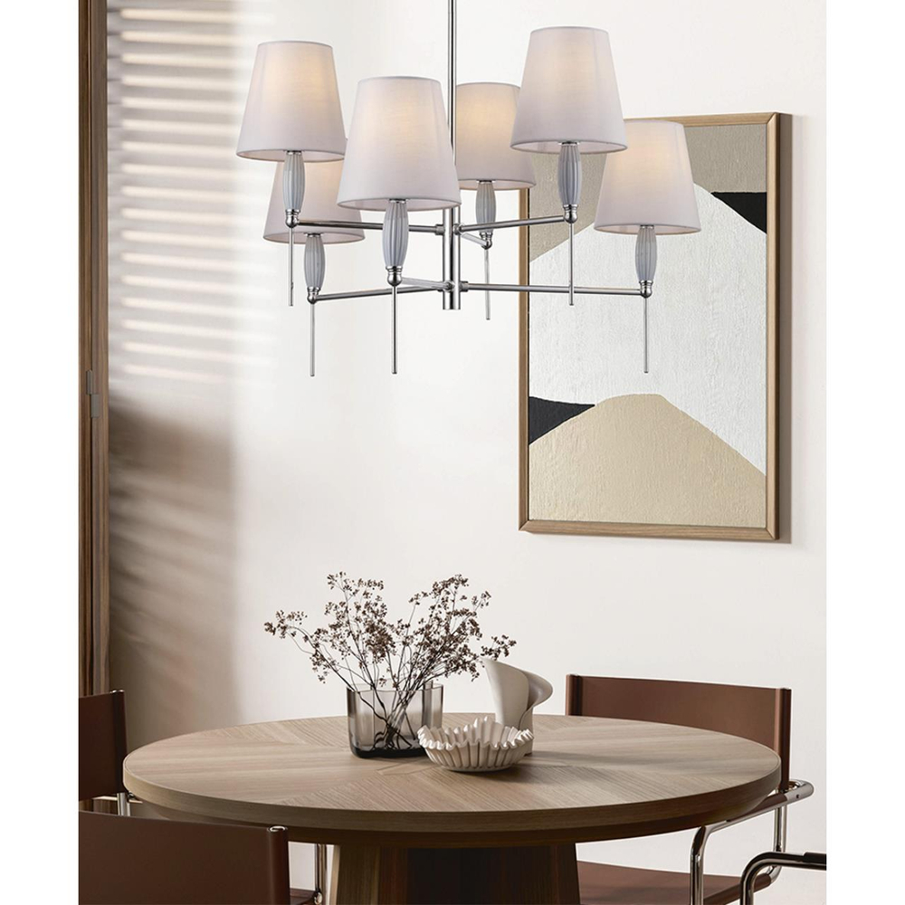 8279/8 CLASSI LN26 054 хром/серый, металл/керамика/текстиль Люстра Е14 8*40W 220V KARMEN