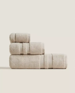 ZARA HOME БАННОЕ ПОЛОТЕНЦЕ С ДВОЙНОЙ КАЙМОЙ, ПЕСОЧНЫЙ