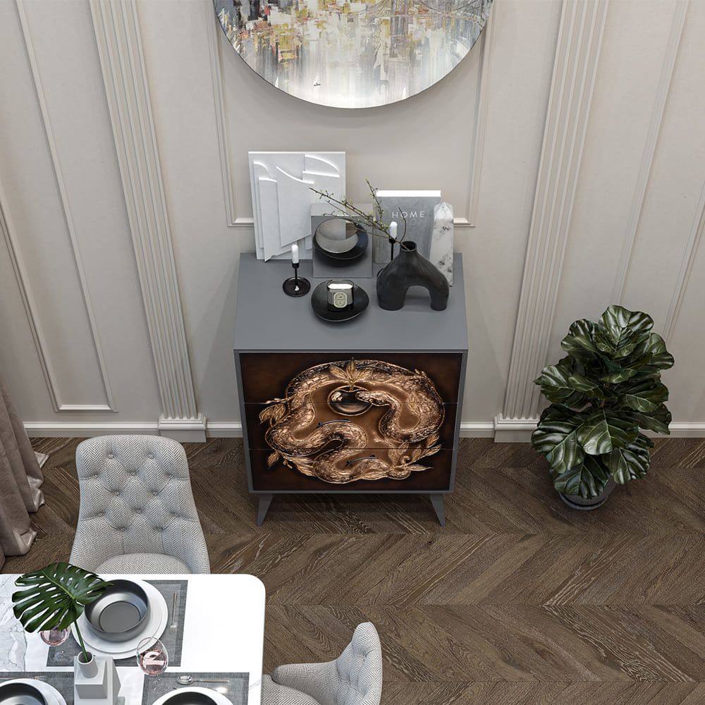 Комод Яблоко Евы с 3 ящиками Грей