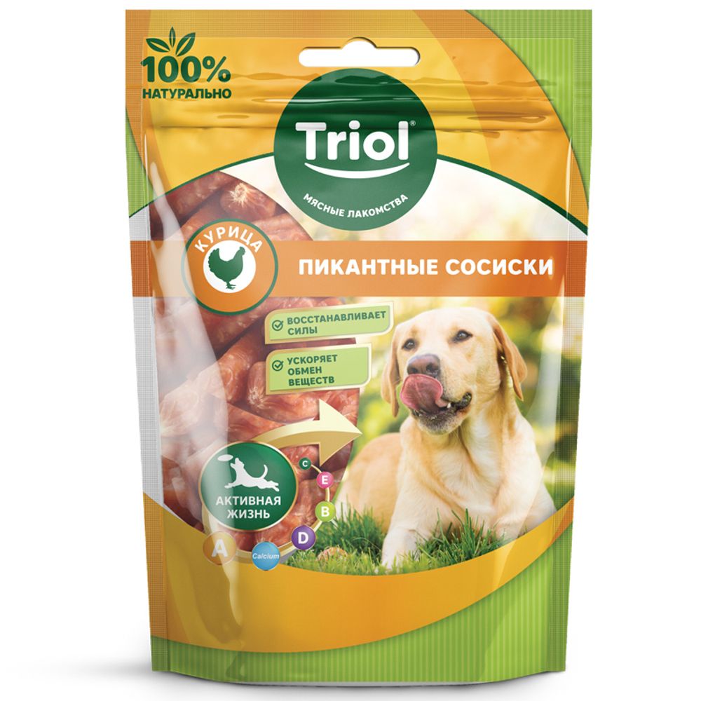 Лакомство для собак Triol «Пикантные сосиски из курицы», 70г Лакомство для собак Triol «Пикантные сосиски из курицы», 70г