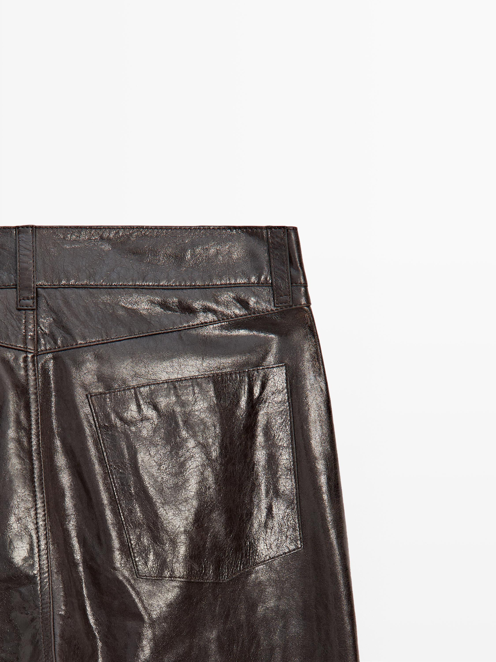 Massimo Dutti Брюки из кожи наппа, коричневый