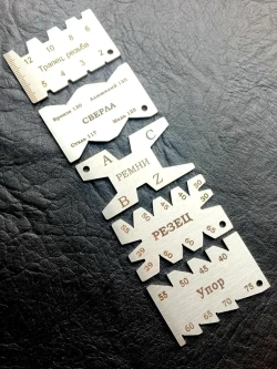 Шаблон заточки резцов и сверл 5 штук набор брелков