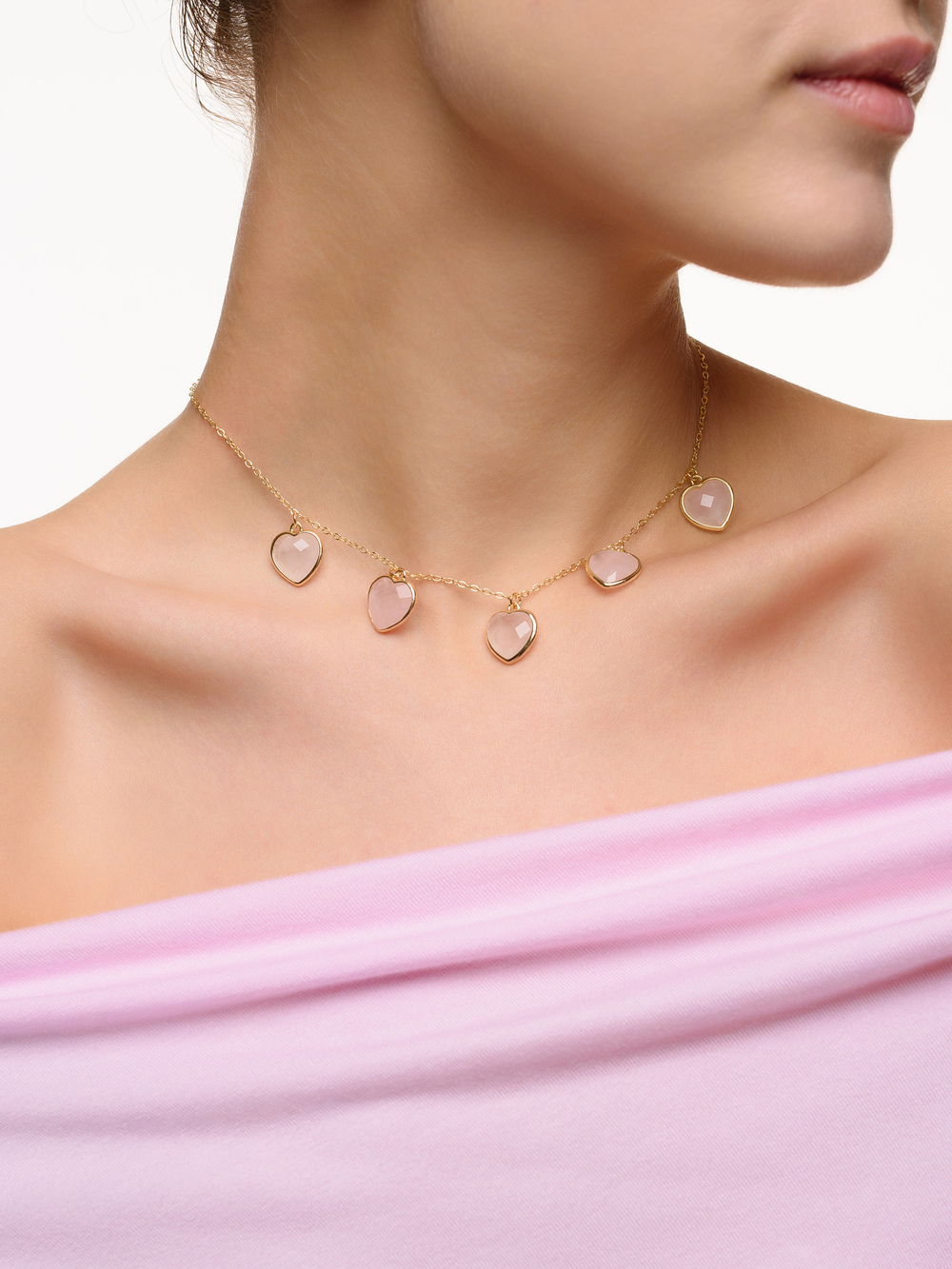 Чокер "Amour" с розовым кварцем Gold