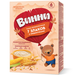 Каша безмолочная 7 злаков с пребиотиками Винни 200г с 6 месяцев