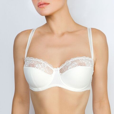 Бюстгальтер-балконет с красивой цветочной вышивкой (Размер: 95B) (Цвет: черный)