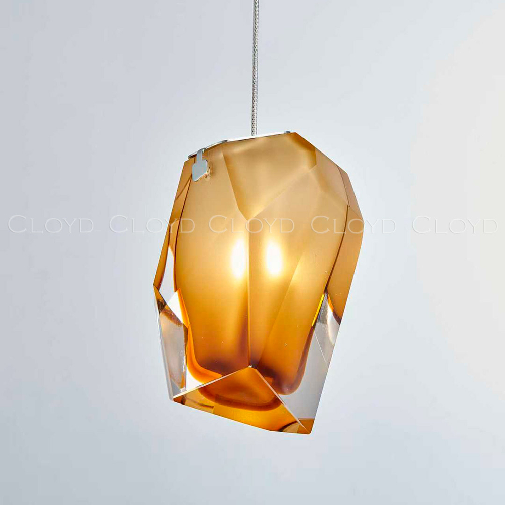 Подвесной светильник Cloyd VARELL P1 / шир. 20 см - хром - желтое стекло (арт.11659)