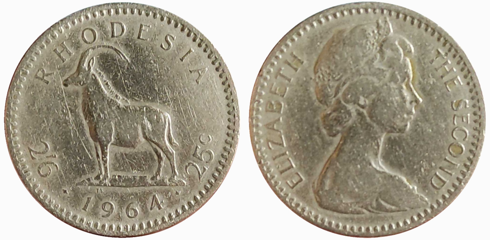 Родезия 2,5 шиллинга, 1964 Елизавета II VF