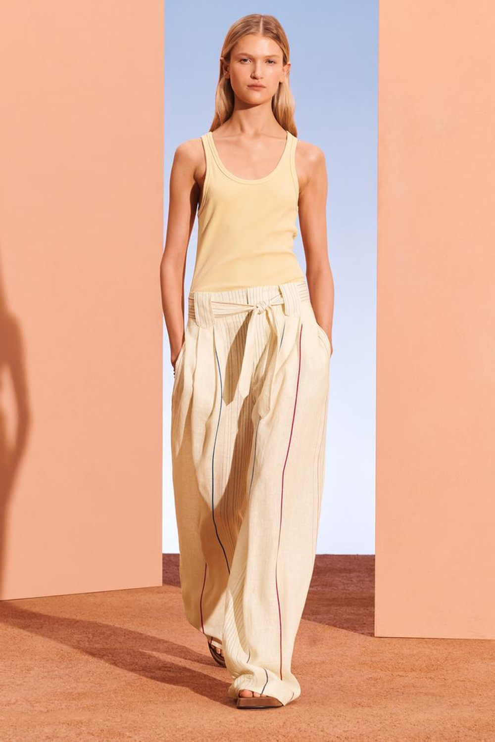 ZARA БРЮКИ ИЗ 100 % ЛЬНА, ЭКРЮ