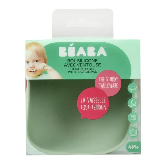 Миска из силикона Beaba Silicone Bowl With Suction Sage Green