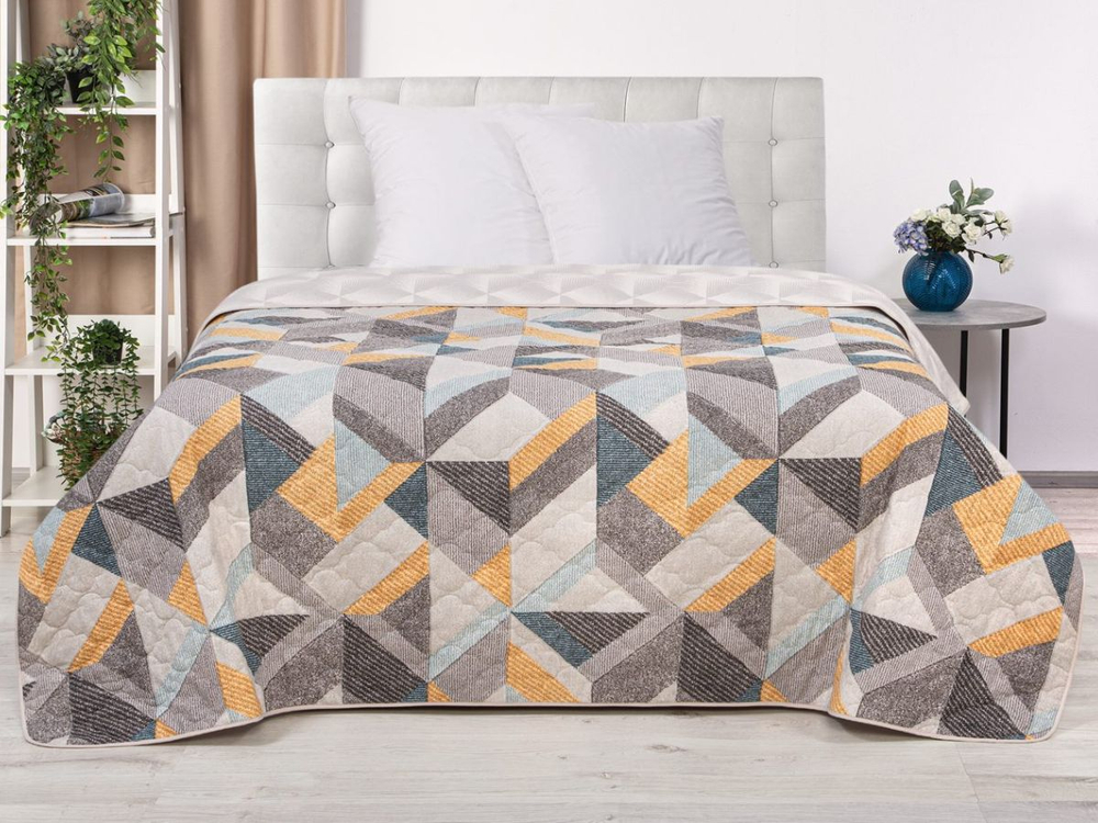 Покрывало на кровать, стеганое, поплин с размерами 215х220