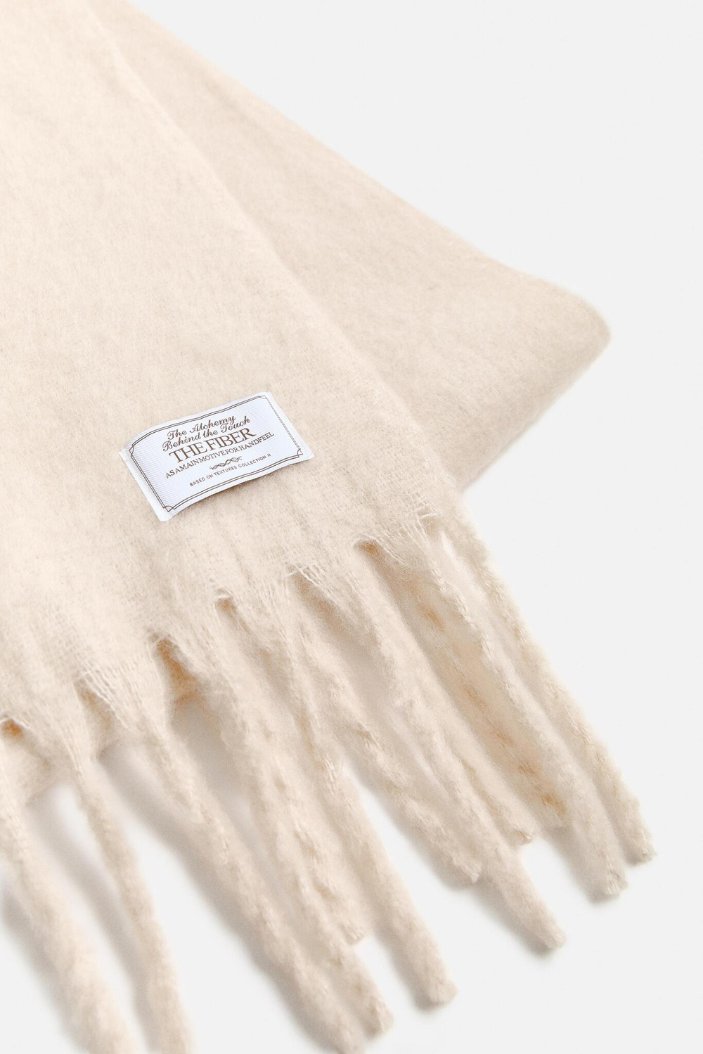 ZARA ШАРФ ИЗ РЕЛЬЕФНОЙ ТКАНИ, СВЕТЛО-БЕЖЕВЫЙ