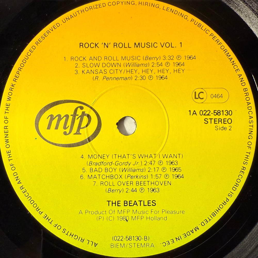 The Beatles ‎– Rock 'n' Roll Music, Volume 1 (Голландия 1980г.)