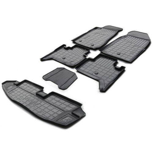 Коврики в салон и багажник автомобиля (комплект) Rival для Chevrolet TrailBlazer II поколение (7 мест) 2012-2016, полиуретан, с крепежом, 6 частей, K11008003-1