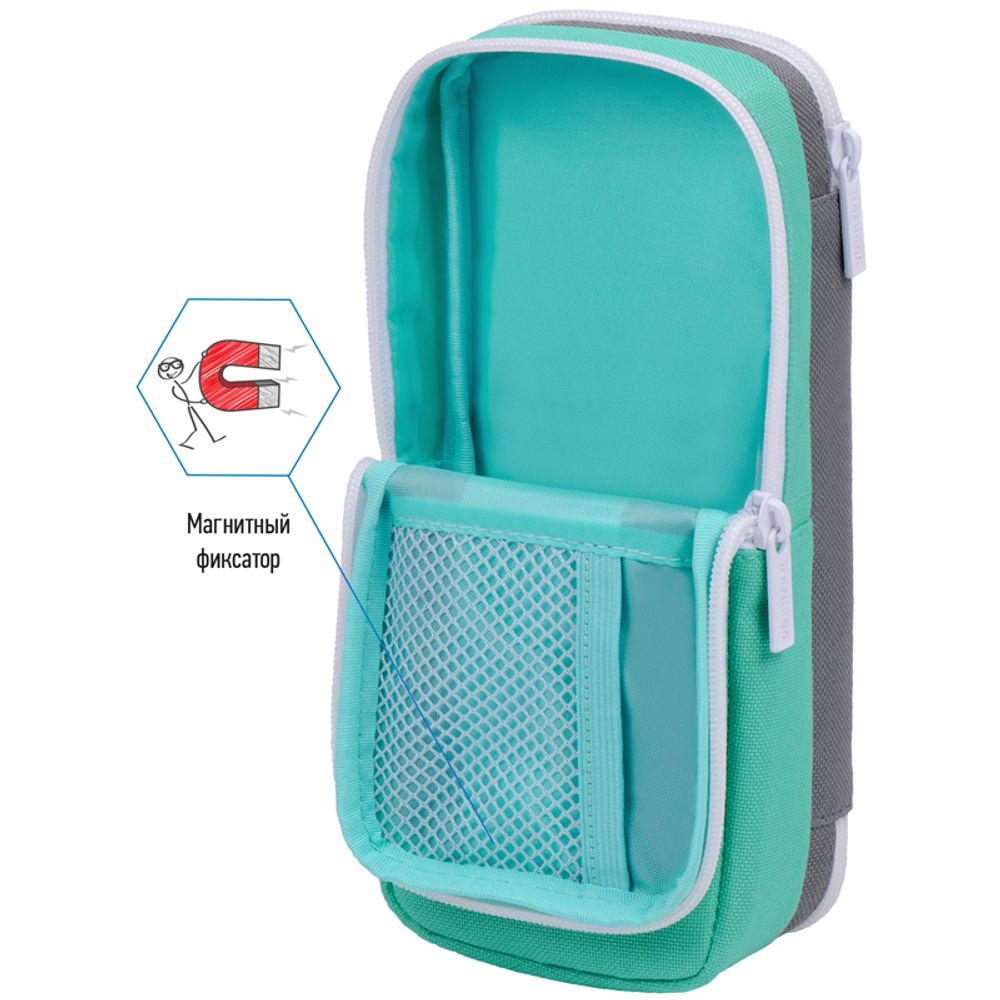 Пенал 2 отделения, 205*80*55 Berlingo "Chamomile", полиэстер, внутр. органайзер, магнит