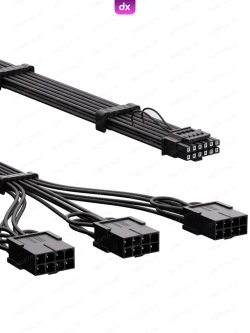 Кастомный удлинитель кабеля видеокарты, GPU, 12VHPWR (1x3), черный
