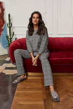 Элегантная домашняя блуза (Размер: XL) (Цвет: черный с белым)