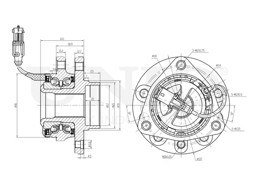 Ступица передняя (с ABS) UNIO HUB-20121