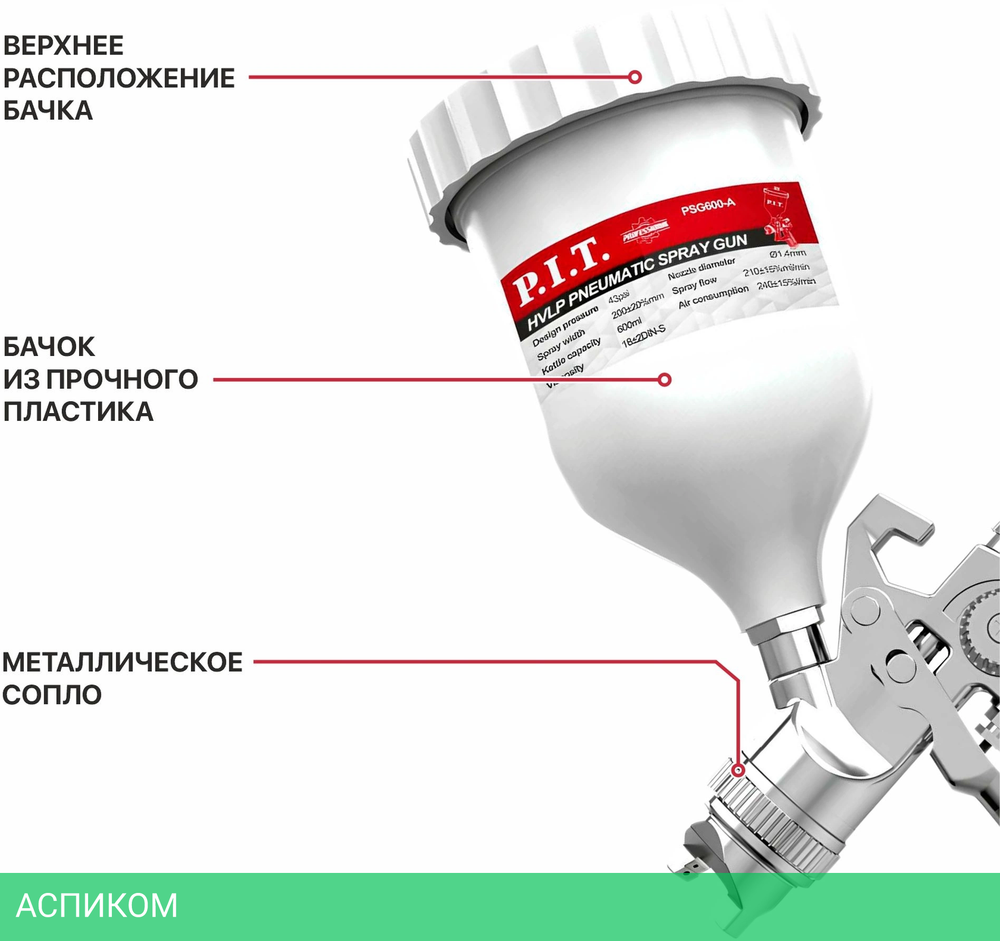 Пневматический краскопульт P.I.T. PSG600-A
