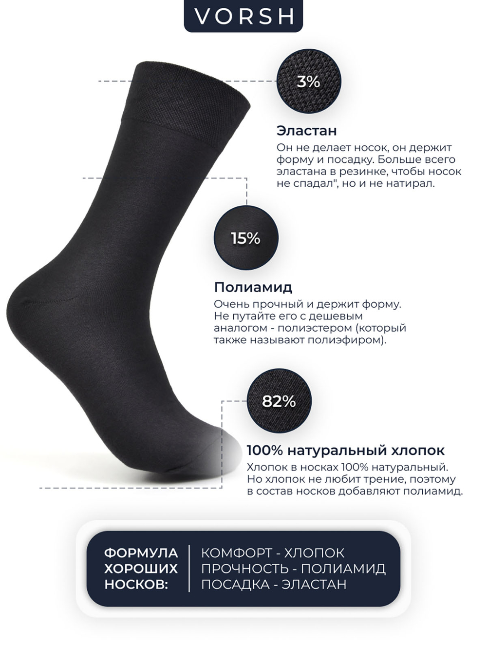 Носки высокие мужские, набор 3 пары,черный