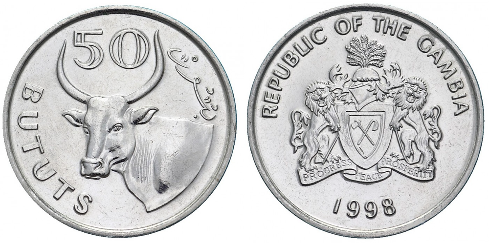Гамбия 50 бутутов, 1998 Бык XF
