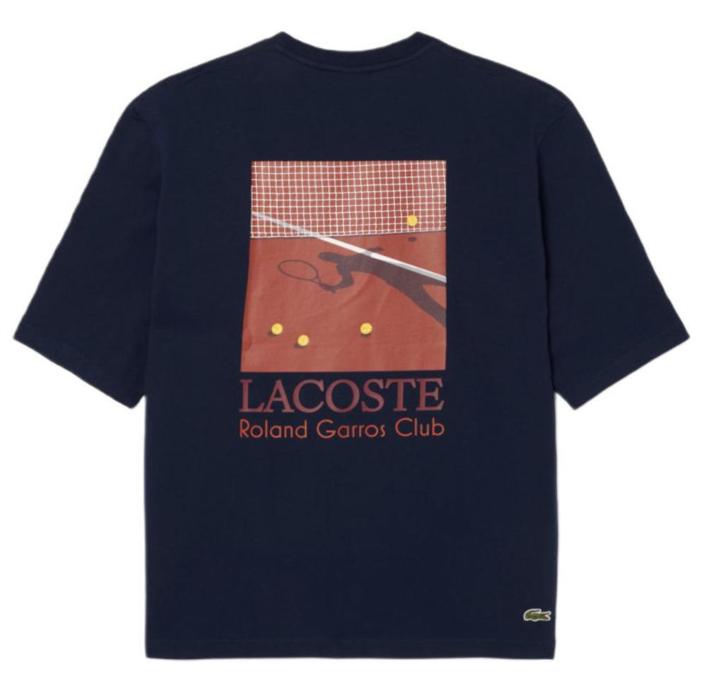 Мужская теннисная футболка Lacoste Roland-Garros Edition Graphic - midnight blue