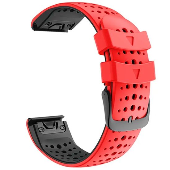 Ремешок дышащий Athlet 22 мм. для Garmin Fenix 7/6/5, EPIX 2, MARQ, Forerunner 935 / 945 / 955 / 965, instinct, instinct 2 двухцветный силиконовый быстросъемный