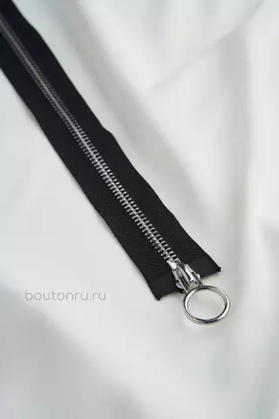Молния серебро черная двухзамковая с кольцом