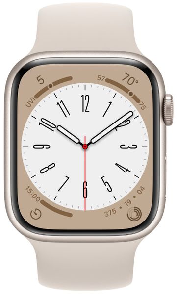 Умные часы Apple Watch Series 8 45 мм из алюминия цвета «сияющая звезда», спортивный ремешок «сияющая звезда» (M/L 150–200mm)