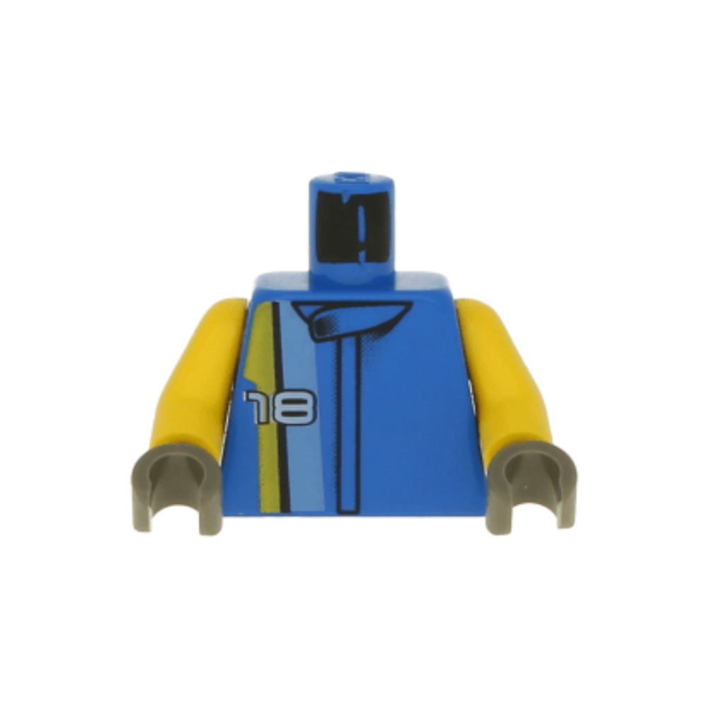 торс "18" на фоне средних синих, черных и желтых полос 973pb0072c01