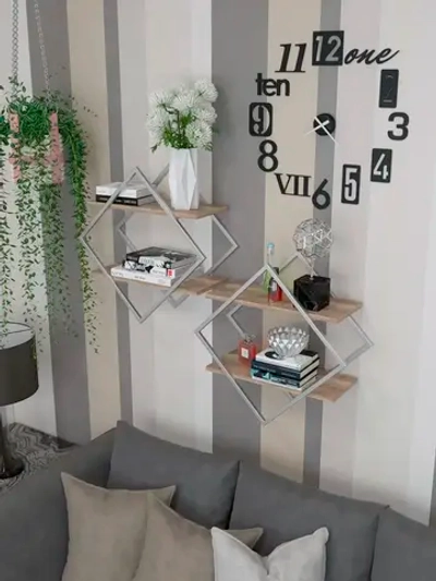 Набор полок ромб настенных серебро-дуб  - СД