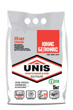 Клей UNIS БЕЛФИКС С1Т белый для стеклянной, мозаичной плитки и мрамора  5 кг