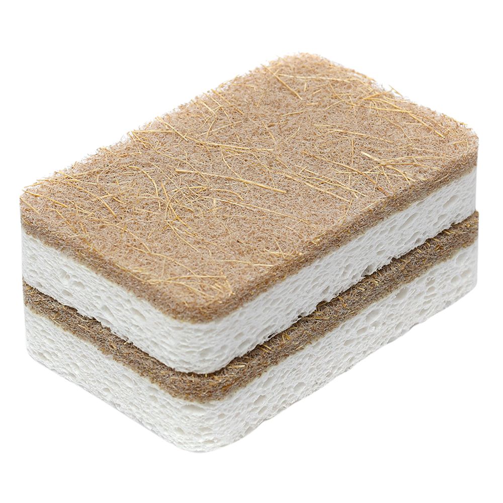 Набор губок для посуды из целлюлозы и кокосового волокна Eco Sponge, белые, 6 шт.